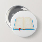Open Lined Book Red Bookmark Ronde Button 7,6 Cm (Voorkant /achterkant)