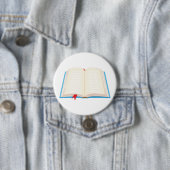 Open Lined Book Red Bookmark Ronde Button 7,6 Cm (In situ)