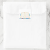 Open Lined Book Red Bookmark Vierkante Sticker (Tas)