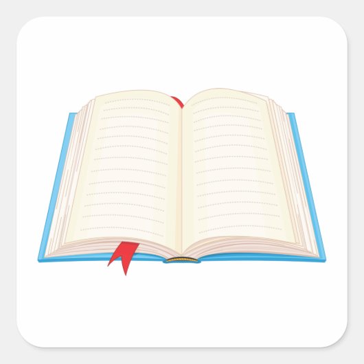 Open Lined Book Red Bookmark Vierkante Sticker (Voorkant)