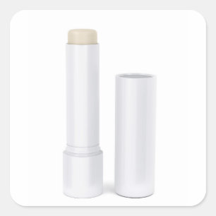 Open lippenbalsem stick vierkante sticker
