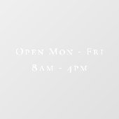 Open maandag tot en met vrijdag, schuchtere streep raamsticker (Vel)