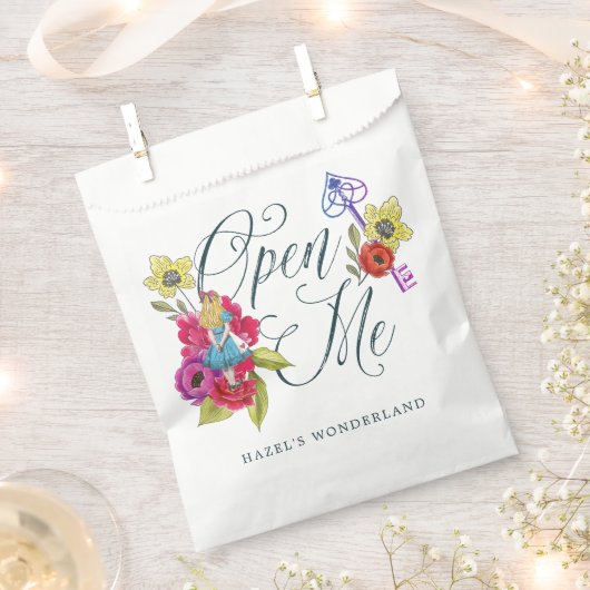 Open me Alice in Wonderland Key & Florals Bedankzakje (Geknipt)