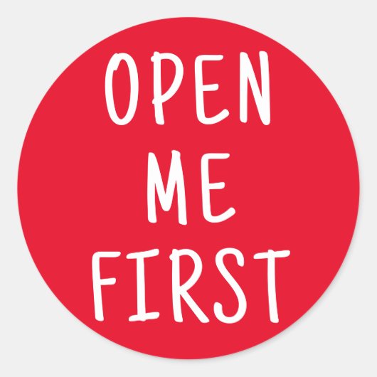 Open me eerst | Elke achtergrondkleur Ronde Sticker (Voorkant)
