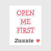 Open me Eerste Rode Tekst Sticker (Vel)