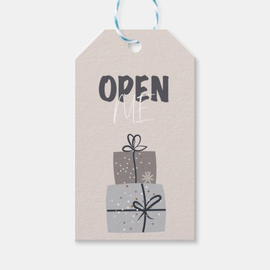 Open me! Kerstcadeau label Cadeaulabel (Voorkant)