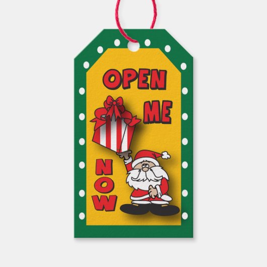 Open me nu, zegt de Kerstman Cadeaulabel (Voorkant)