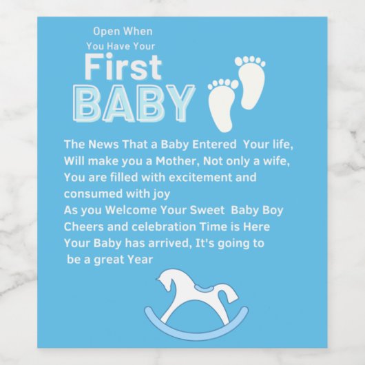 Open met nieuw label voor babyjongen wijn etiket (Enkel label)