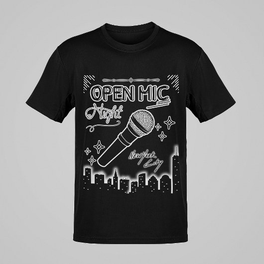 Open Mic Night New York City Mannen grafische stij T-shirt