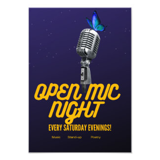 open mic stand up retro poster