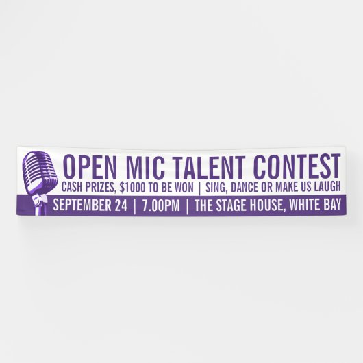 Open mic-talentwedstrijd of wedstrijd spandoek (Horizontaal)