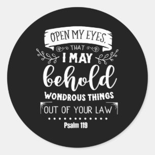 Open mijn ogen T Ik zie Psalm 119 Ronde Sticker