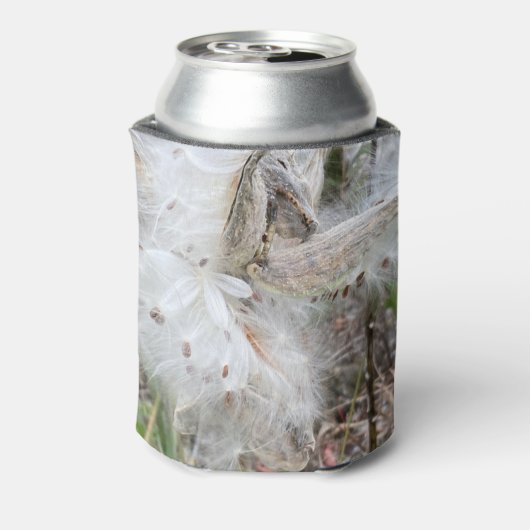 Open Milkweed Pods | Zaden met zijde | Blikjeskoeler (Blikje Achterkant)