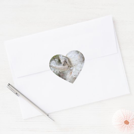 Open Milkweed Pods | Zaden met zijde | Hart Sticker (Envelop)
