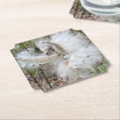 Open Milkweed Pods | Zaden met zijde | Kartonnen Onderzetters (Gekanteld)