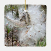 Open Milkweed Pods | Zaden met zijde | Keramisch Ornament (Achterkant)