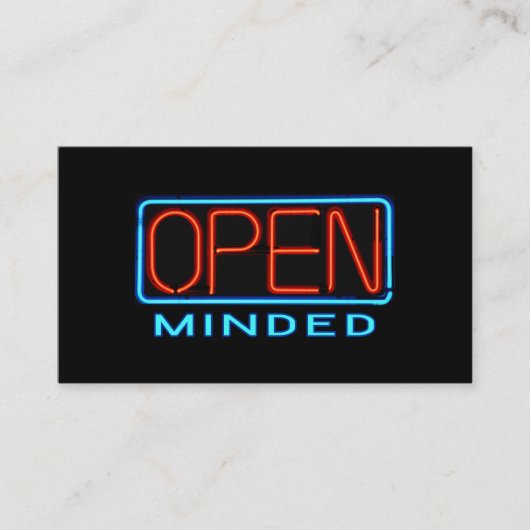 Open Minded Neon Sign Visitekaartje (Voorkant)