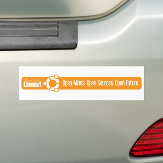 Open Minds, Open Bronnen, Open Toekomst - Ubuntu Bumpersticker (Op auto)