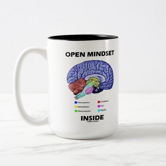 Open mindset in (anatomisch brein) tweekleurige koffiemok (Links)