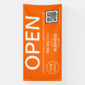OPEN Moderne Oranje Zakelijke Logo QR Code Spandoek (Verticaal)