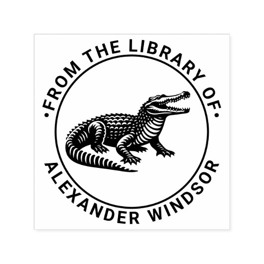 Open Mond Krokodil Bibliotheek van Boeknaam R Zelfinktende Stempel (Design)