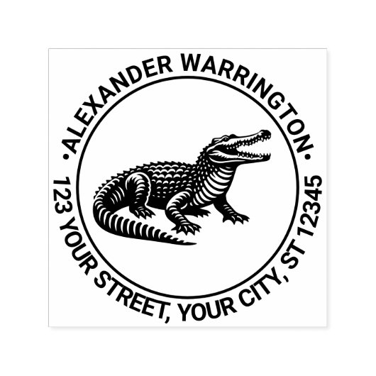 Open Mond Krokodil Naam Retouradres R Zelfinktende Stempel (Design)