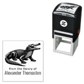 Open Mond Krokodil Uit De Bibliotheek Van Boeknaam Zelfinktende Stempel (In situ)