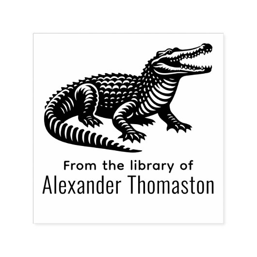 Open Mond Krokodil Uit De Bibliotheek Van Boeknaam Zelfinktende Stempel (Design)