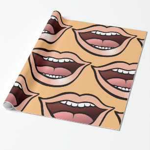 Open Mond Lippen Tanden Tong Cadeaupapier