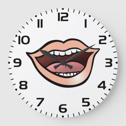 Open mond lippen tanden tong grote klok (Voorkant)