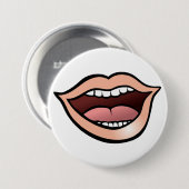 Open mond lippen tanden tong ronde button 7,6 cm (Voorkant /achterkant)