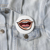 Open mond lippen tanden tong ronde button 7,6 cm (In situ)