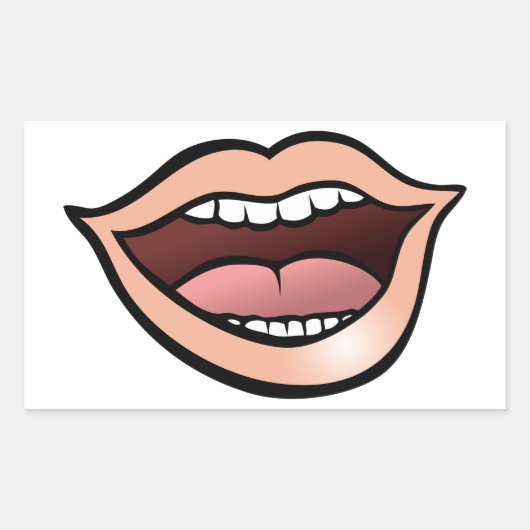 Open mond rechthoekige sticker (Voorkant)