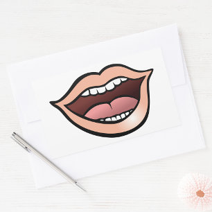 Open mond rechthoekige sticker