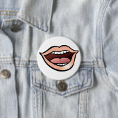 Open Mouth Lips Teeth Tongue Ronde Button 7,6 Cm (In situ)