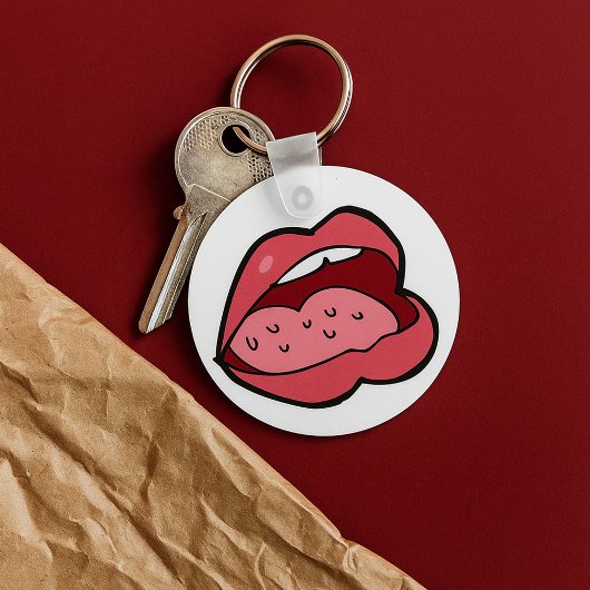 Open Mouth Tongue Keychain