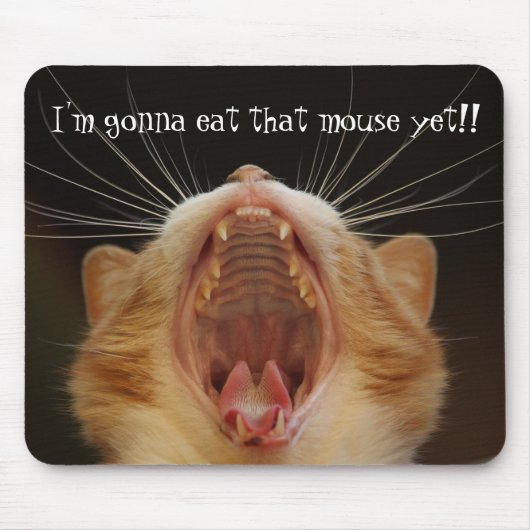Open muis met kleine kat-mond Eater Mousepad Muismat (Voorkant)