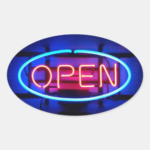 Open Neon Licht Sticker