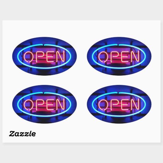 Open Neon Licht Sticker (Vel)
