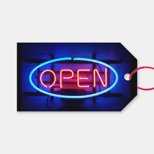 Open Neon Sign Cadeaulabel (Voorkant (Horizontaal))