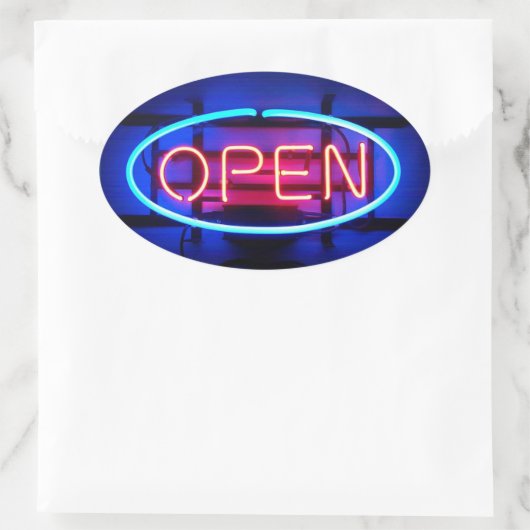 Open Neon Sign Sticker (Tas)