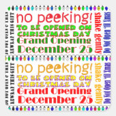 OPEN NIET TIL CHRISTMAS! VIERKANTE STICKER (Voorkant)