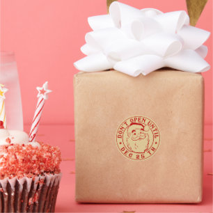 Open niet tot 25 dec. Santa Claus Seal Ronde Sticker