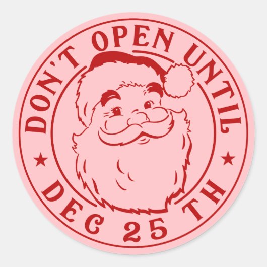 Open niet tot 25 dec. Santa Claus Seal Ronde Sticker (Voorkant)