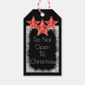 Open niet tot kerst, koude sneeuw, rode ster cadeaulabel (Voorkant)