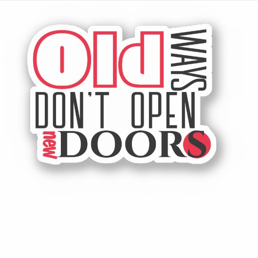 Open nieuw deurcitaat zwarte rode letter sticker (Voorkant)