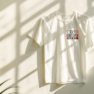 Open nieuwe deur citaat zwart rood witte letter t-shirt