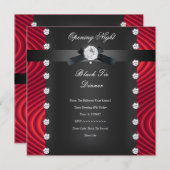 Open Night Black Stropdas Formele Red Silver Kaart (Voorkant / Achterkant)
