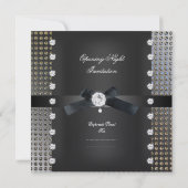 Open Night Black Stropdas Formele zwarte zilver Kaart (Achterkant)