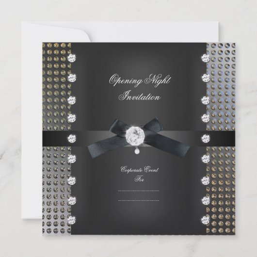 Open Night Black Stropdas Formele zwarte zilver Kaart (Achterkant)